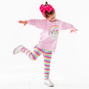 Baby Kids Bamboo Pajamas — My Little Pony™: Classic Pink Crew Neck & Rainbow Leggings — Image 1