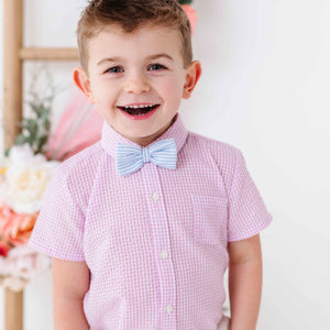 Baby Kids Bamboo Pajamas ā Pink Boys Short Sleeve Button Down Shirt ā Image 1