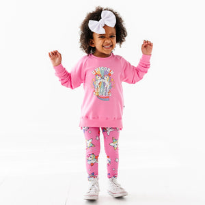 Baby Kids Bamboo Pajamas — My Little Pony™: Classic Pink Crew Neck & Leggings — Image 1