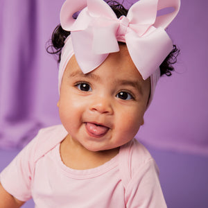 Baby Kids Bamboo Pajamas — Pinkberry Bow Headband — Image 1