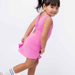 Baby Kids Bamboo Pajamas — Pinky Promise Sleeveless Twistback Dress — Image 1