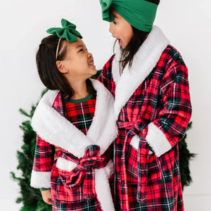 Baby Kids Bamboo Pajamas — You Plaid Me At Hello Kids Plush Robe — Image 1