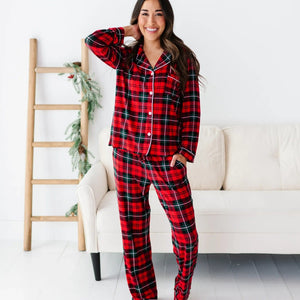 Baby Kids Bamboo Pajamas — You Plaid Me At Hello Women's Collar Shirt & Pants Pajama Set — Image 1