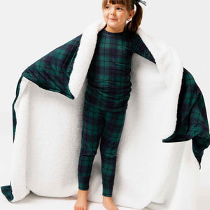 Baby Kids Bamboo Pajamas — Plaid Tidings Bum Bum Blanket - Plush — Image 1