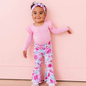 Baby Kids Bamboo Pajamas — Pretty Little Pumpkin Top & Bell Bottoms Set — Image 1