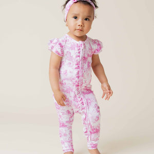 Baby Kids Bamboo Pajamas — Princess Behavior Cap Sleeve Romper — Image 1