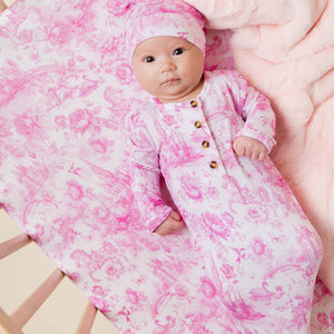 Baby Kids Bamboo Pajamas — Princess Behavior Knotted Gown & Beanie Set — Image 1