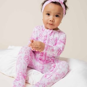 Baby Kids Bamboo Pajamas — Princess Behavior Ruffle Footie — Image 1