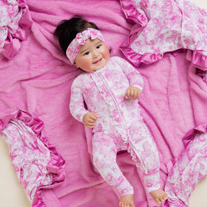 Baby Kids Bamboo Pajamas — Princess Behavior Ruffled Minky Blanket — Image 1