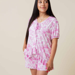 Baby Kids Bamboo Pajamas — Princess Behavior Women's Short Sleeve Shirt & Shorts Pajama Set — Image 1