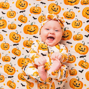 Baby Kids Bamboo Pajamas — Pumpkin About You Bum Bum Blanket — Image 1