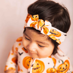 Baby Kids Bamboo Pajamas — Pumpkin About You Headwrap — Image 1