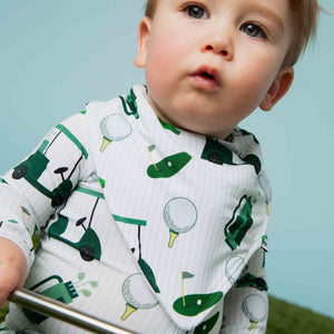 Baby Kids Bamboo Pajamas — Putt Around & Find Out 3 Pack of Bibs — Image 1