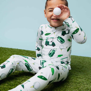 Baby Kids Bamboo Pajamas — Putt Around & Find Out Long Sleeve Pajama Set — Image 1