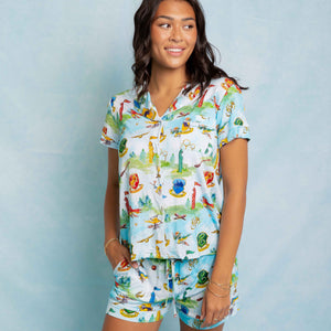 Baby Kids Bamboo Pajamas — Harry Potter™ Quidditch Cup Women's Collar Shirt & Shorts Set — Image 1