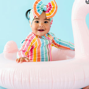Baby Kids Bamboo Pajamas — Rainbow Reef Biggie Bow — Image 1