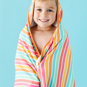 Baby Kids Bamboo Pajamas — Rainbow Reef Bamboo Hooded Swim Towel — Image 1
