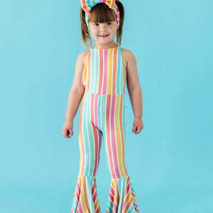 Baby Kids Bamboo Pajamas — Rainbow Reef Backless Romper — Image 1