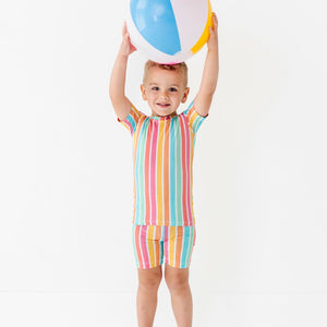 Baby Kids Bamboo Pajamas — Rainbow Reef Two-Piece Pajama Shorts Set — Image 1