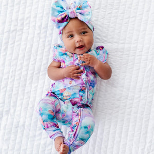 Baby Kids Bamboo Pajamas — Reaching New Kites Cap Sleeve Romper — Image 1