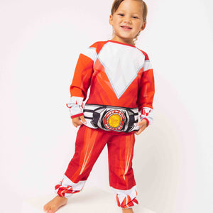 Baby Kids Bamboo Pajamas — Power Rangers Red Ranger Jogger Set — Image 1