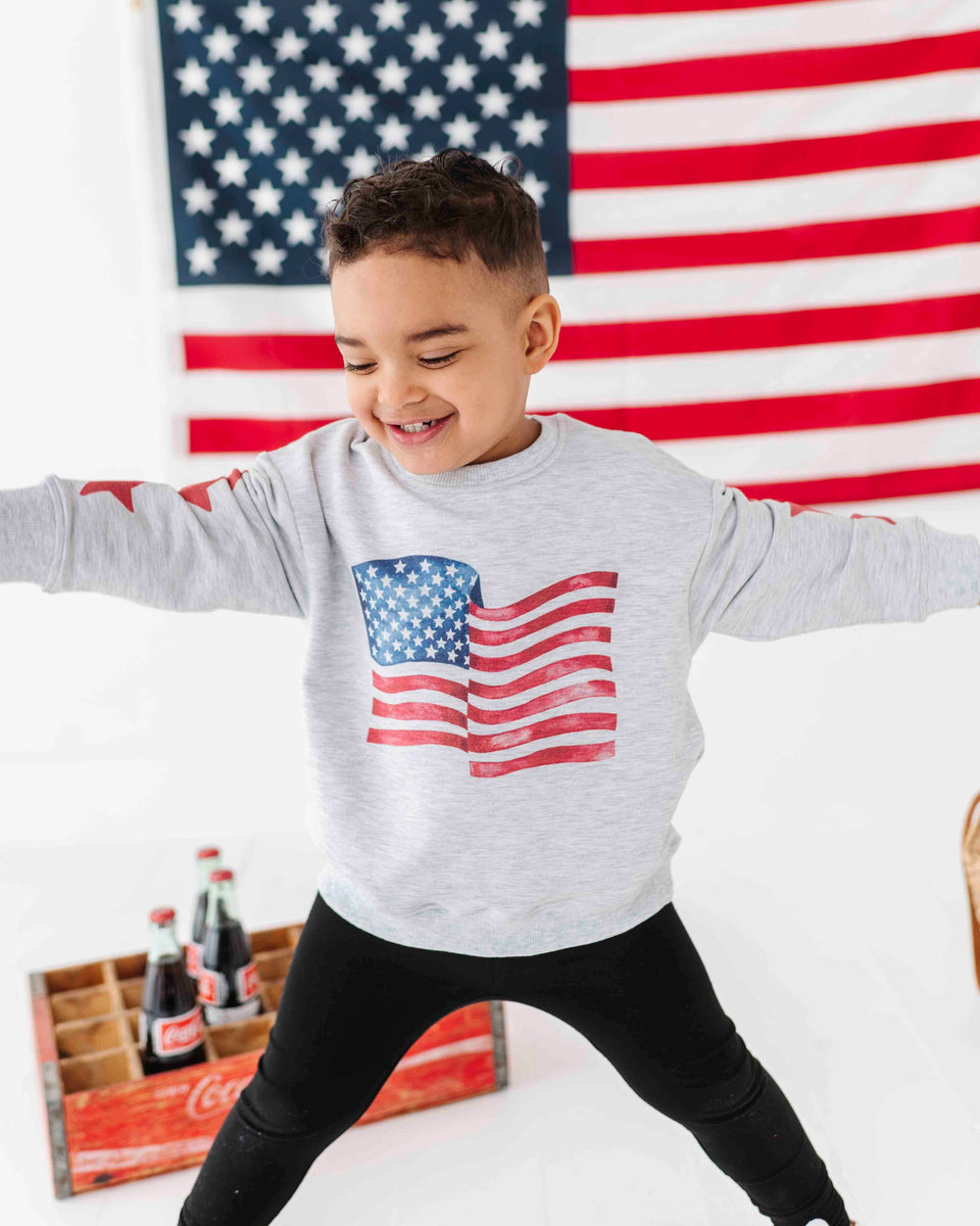 Zenana American Flag Crew Neck Sweater