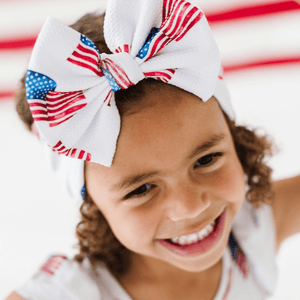 Baby Kids Bamboo Pajamas — Red, White & Cute Biggie Bow — Image 1