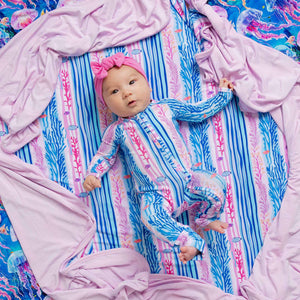 Baby Kids Bamboo Pajamas — Reel Cute Stripes Bum Bum Blanket — Image 1