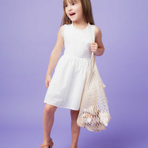 Baby Kids Bamboo Pajamas — Reel Cute Stripes Embroidered Cross-Back Dress — Image 1