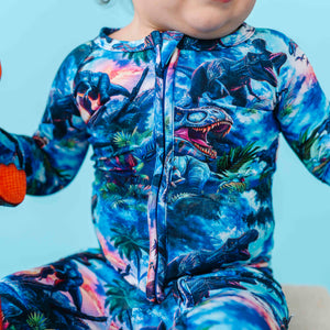 Baby Kids Bamboo Pajamas — Rex-tra Wild Convertible Romper — Image 1