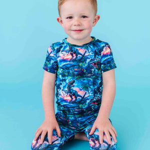 Baby Kids Bamboo Pajamas — Rex-tra Wild Short Sleeve Two-Piece Pajama Set — Image 1