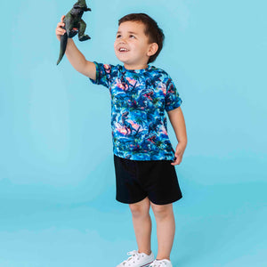 Baby Kids Bamboo Pajamas — Rex-tra Wild T-Shirt & Shorts Set — Image 1