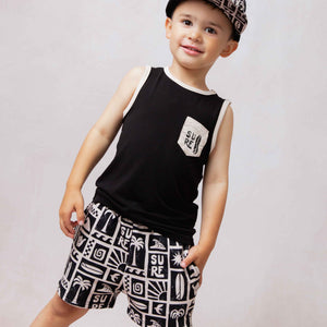 Baby Kids Bamboo Pajamas — Ride The Tide Pocket Tank — Image 1