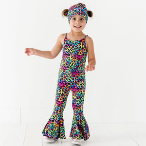 Baby Kids Bamboo Pajamas — Roarin' Rainbow Bell Bottom Jumpsuit — Image 1