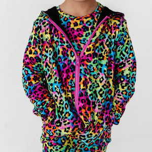 Baby Kids Bamboo Pajamas — Roarin' Rainbow Reversible Jacket — Image 1