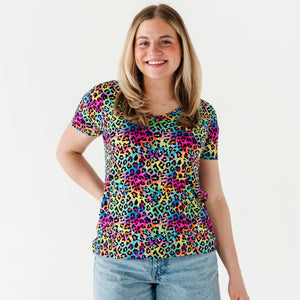 Baby Kids Bamboo Pajamas — Roarin' Rainbow Women's T-Shirt — Image 1