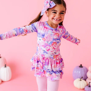 Baby Kids Bamboo Pajamas — Romeo and Ghouliet Girls Top & Tights Set — Image 1