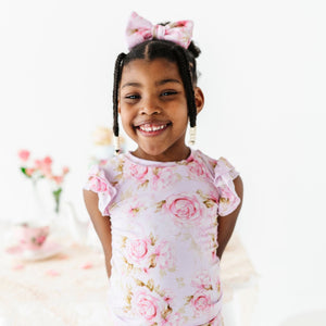 Baby Kids Bamboo Pajamas ā Rosey Moments Alligator Clip ā Image 1