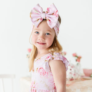 Baby Kids Bamboo Pajamas ā Rosey Moments Biggie Bow ā Image 1