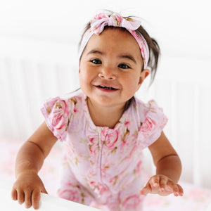 Baby Kids Bamboo Pajamas ā Rosey Moments Headwrap ā Image 1