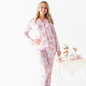 Baby Kids Bamboo Pajamas — Rosey Moments Women's Collar Shirt & Pants Set — Image 1