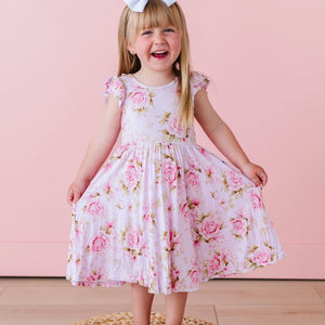 Baby Kids Bamboo Pajamas — Rosey Moments Girls Dress & Shorts Set — Image 1