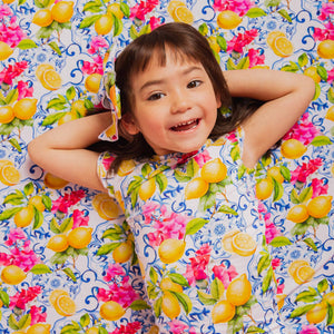 Baby Kids Bamboo Pajamas — Carpe Lemon Ruffle Bum Bum Blanket — Image 1
