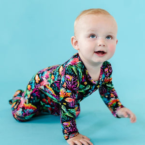 Baby Kids Bamboo Pajamas — Sea You Later Footie — Image 1