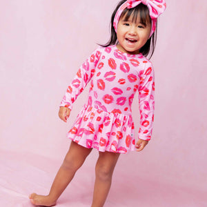 Baby Kids Bamboo Pajamas — Seal The Deal Long Sleeve Ruffle Dress — Image 1