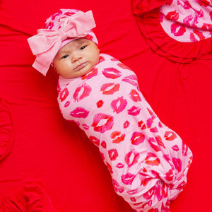 Baby Kids Bamboo Pajamas — Seal The Deal Swaddle + Cap w/ Velvet Bow — Image 1