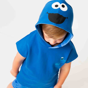 Baby Kids Bamboo Pajamas — Sesame Street™ C is for Cookie Monster Short Sleeve Hoodie — Image 1
