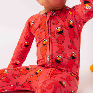 Baby Kids Bamboo Pajamas — Sesame Street™ E is for Elmo Convertible Romper — Image 1