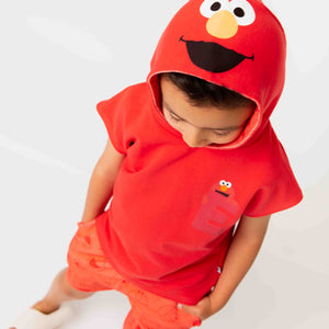 Baby Kids Bamboo Pajamas — Sesame Street™ E is for Elmo Short Sleeve Hoodie — Image 1