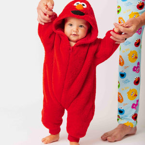 Baby Kids Bamboo Pajamas — Sesame Street™ Elmo Plush Zip-up One-Piece — Image 1